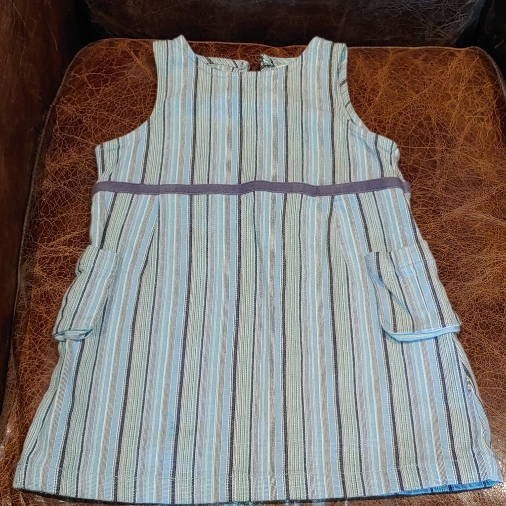 NWOT Sleeveless Blue Stripe Dress with Pockets